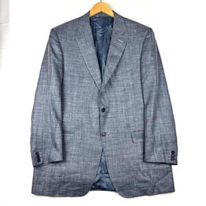 Canali 1934 Mens 38L Blue Wool Silk Linen Blue Blazer Sport Coat Made in Italy